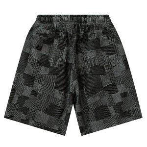 youthful check texture shorts   dynamic streetwear appeal 8989