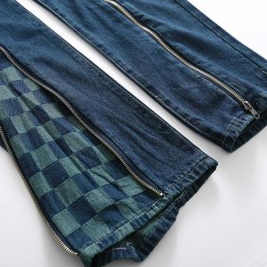 youthful checkerboard jeans with side zip detail 1462