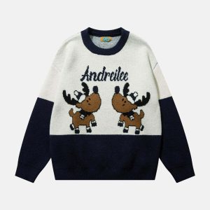 youthful christmas deer graphic sweater festive & trendy 1864