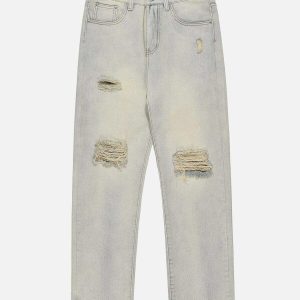 youthful circle letter hole jeans edgy & custom style 2817