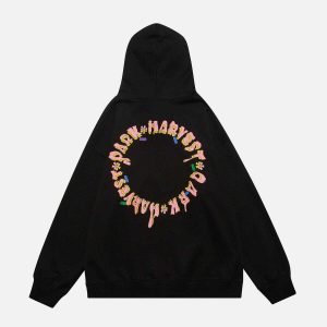 youthful circle letters hoodie dynamic print & style 3443