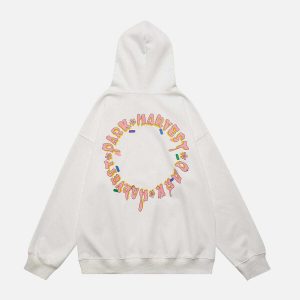youthful circle letters hoodie dynamic print & style 8797