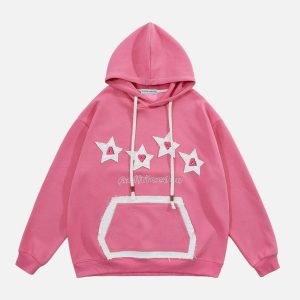 youthful color block star hoodie embroidered urban chic 1662