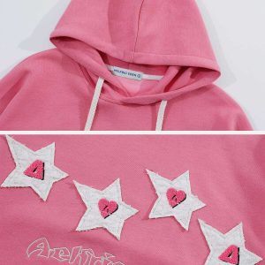 youthful color block star hoodie embroidered urban chic 4891
