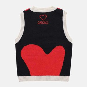 youthful colorblock heart vest   sweater print chic appeal 1006
