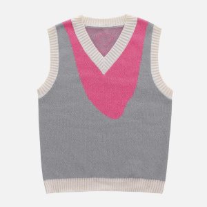youthful colorblock heart vest   sweater print chic appeal 4641