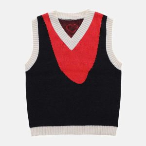 youthful colorblock heart vest   sweater print chic appeal 7022