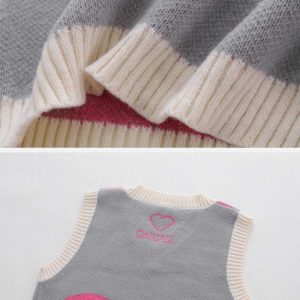 youthful colorblock heart vest   sweater print chic appeal 8998