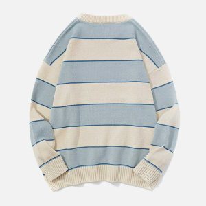 youthful contrast stripe sweater   knit urban chic 1483