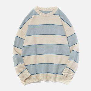 youthful contrast stripe sweater   knit urban chic 3683