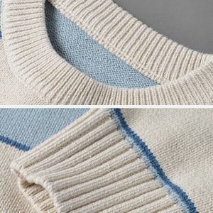 youthful contrast stripe sweater   knit urban chic 4589