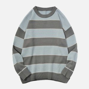 youthful contrast stripe sweater   knit urban chic 6047