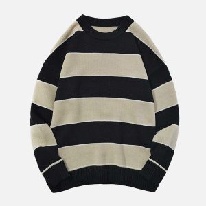 youthful contrast stripe sweater   knit urban chic 8509
