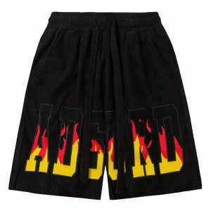 youthful corduroy flame shorts dynamic graphic design 6890