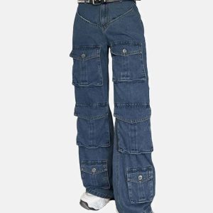 youthful cotton jeans with irregular pockets & low waist 2618