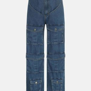 youthful cotton jeans with irregular pockets & low waist 3495