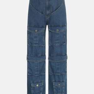 youthful cotton jeans with irregular pockets & low waist 6837
