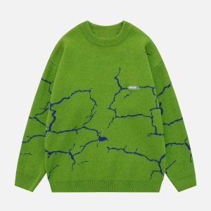 youthful crackle embroidered sweater dynamic design 5520