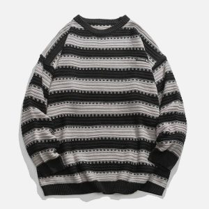 youthful crewneck striped sweater   streetwear icon 3323