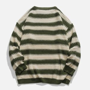 youthful crewneck striped sweater   streetwear icon 3991