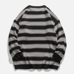 youthful crewneck striped sweater   streetwear icon 7770