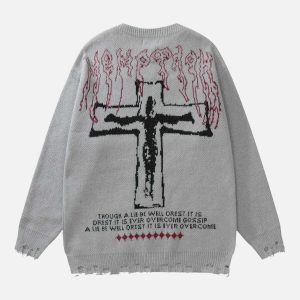 youthful cross & lie graphic sweater   streetwear icon 1462