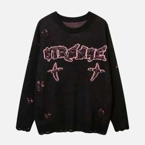 youthful crucifix sweater with letter & hole detail 6750