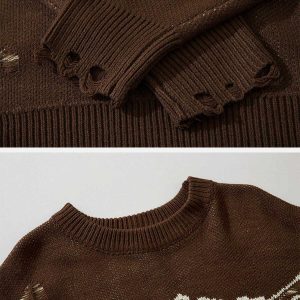 youthful crucifix sweater with letter & hole detail 8111