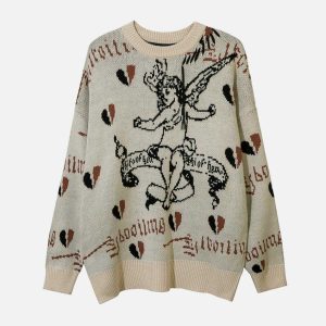 youthful cupid embroidery sweater   chic & romantic knit 2203