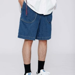 youthful curved pocket jorts   chic denim streetwear 6526