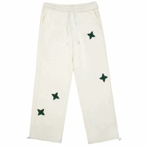 youthful dart embroidered drawstring pants streetwise look 7044