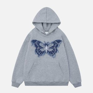 youthful denim butterfly hoodie   chic y2k streetwear 6366