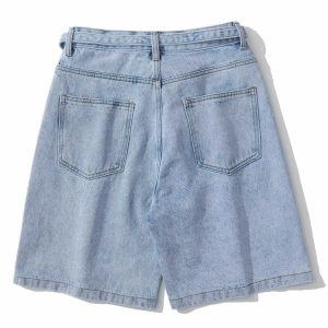 youthful denim shorts with side button straps   street chic 4570