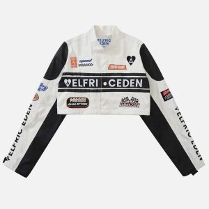 youthful detachable hem jacket   racing inspired design 5597