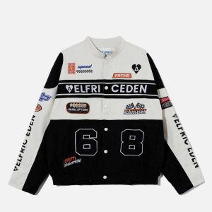 youthful detachable hem jacket   racing inspired design 7132