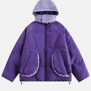 youthful detachable hood puffer jacket   urban chic 3147