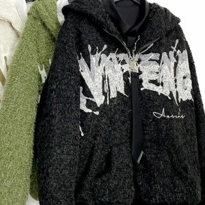 youthful devil horn sherpa hoodie winter chic & cozy 5246