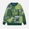 youthful dino patch sweater   quirky & trending design 1839