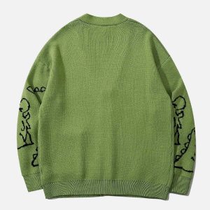 youthful dinosaur knit cardigan   quirky & trendy design 1310