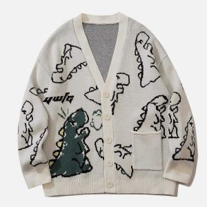 youthful dinosaur knit cardigan   quirky & trendy design 5485