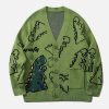 youthful dinosaur knit cardigan   quirky & trendy design 6814