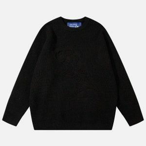 youthful dinosaur print sweater   chic & urban comfort 2887