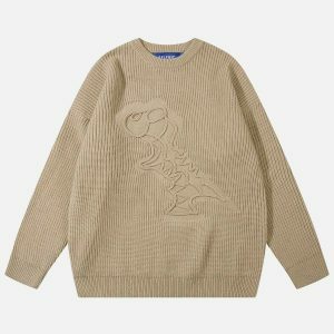 youthful dinosaur print sweater   chic & urban comfort 2922