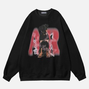 youthful dog star print sweatshirt   trendy urban comfort 3761