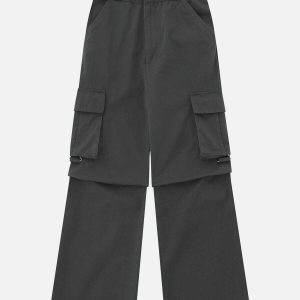 youthful double belt cargo pants   wrinkle design trend 2096