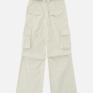 youthful double belt cargo pants   wrinkle design trend 2935