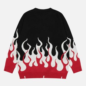 youthful double flame knit sweater   chic urban appeal 4684