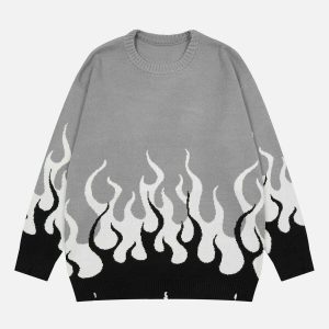 youthful double flame knit sweater   chic urban appeal 8794