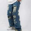 youthful double layer hole jeans streetwise & edgy appeal 6379