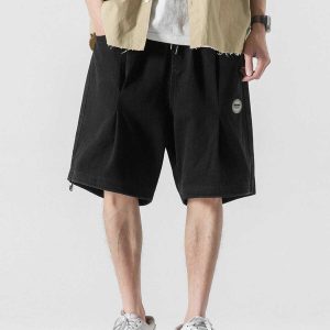 youthful drawstring label shorts   trending urban look 1491